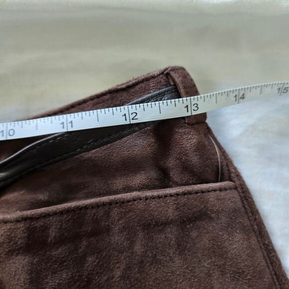 *NWT INC Genuine Suede Mini Skirt with Leather Belt Chocolate Brown Size 2P - Picture 7 of 8